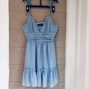 Cider Sky Blue Ruffled Baby Doll Dress